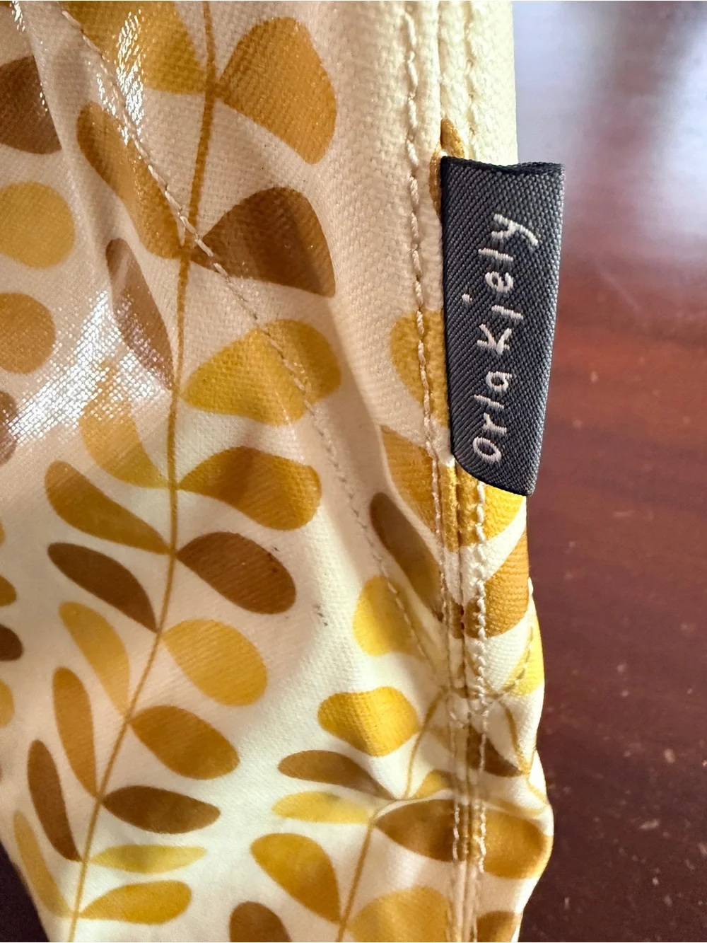 Orla Kiely Yellow and Tan Leaf-Print Hobo Bag. Shoulder bag
